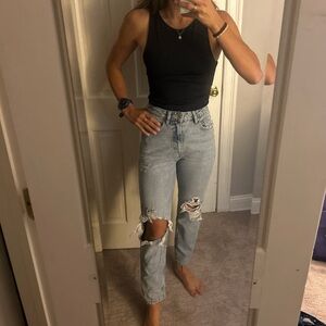 Zara ripped jeans high waisted